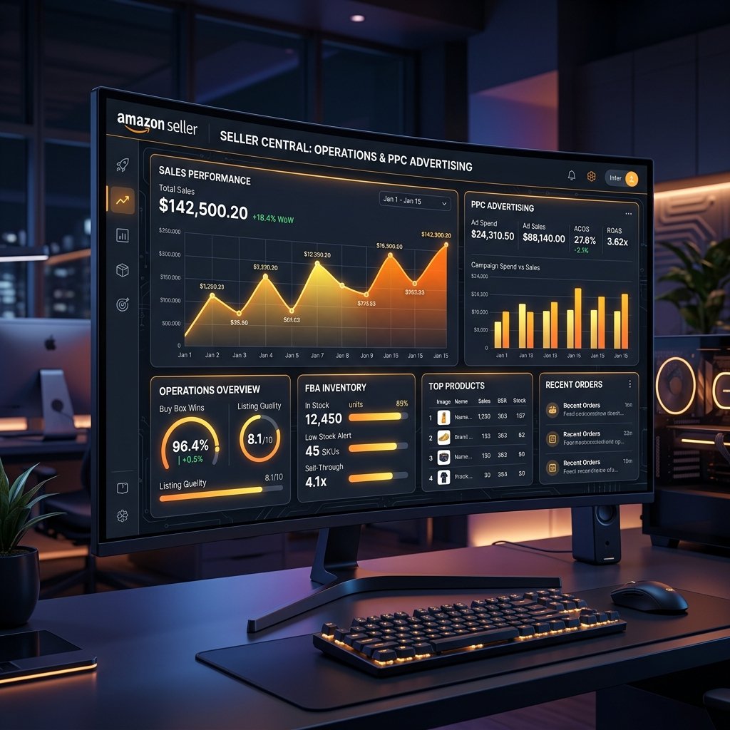 Amazon Seller Hub Dashboard Mockup