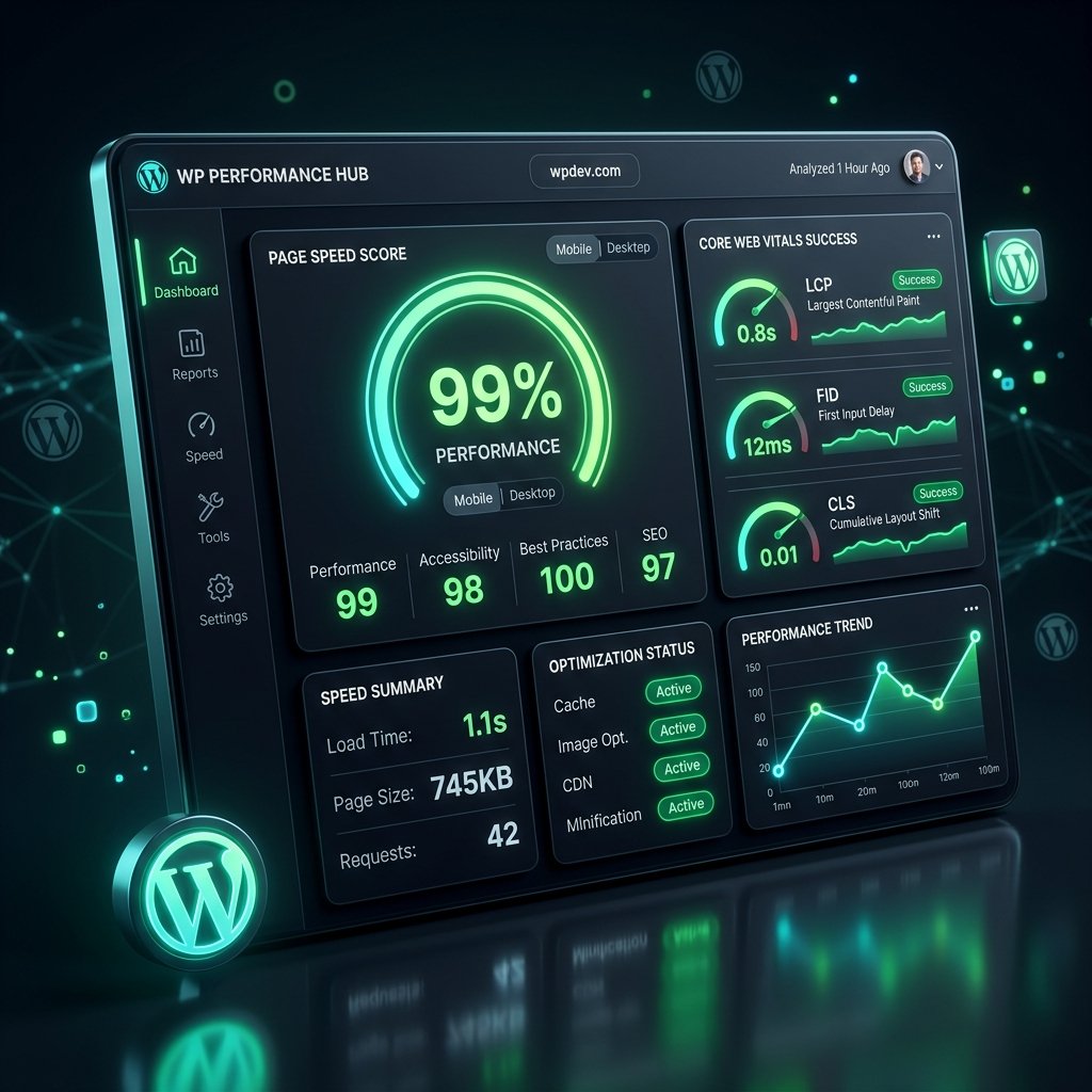 WordPress Performance Dashboard Mockup